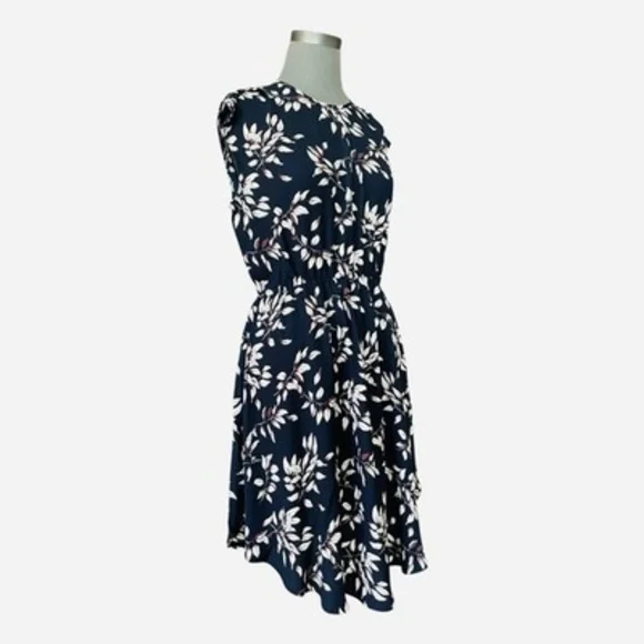 Collective Concepts Katelynn Dress Stitch Fix Navy Leaf Print Sleeveless S M NWT - Picture 6 of 9